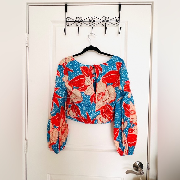 NWT Farm Rio x Anthropologie Puff-Sleeve Bubble Blouse - Picture 7 of 10